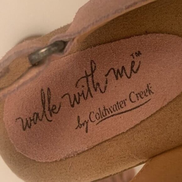 Coldwater Creek Walk with Me Pink Leather Open Toe Slingback Pump Women's 9.5 - Picture 9 of 10